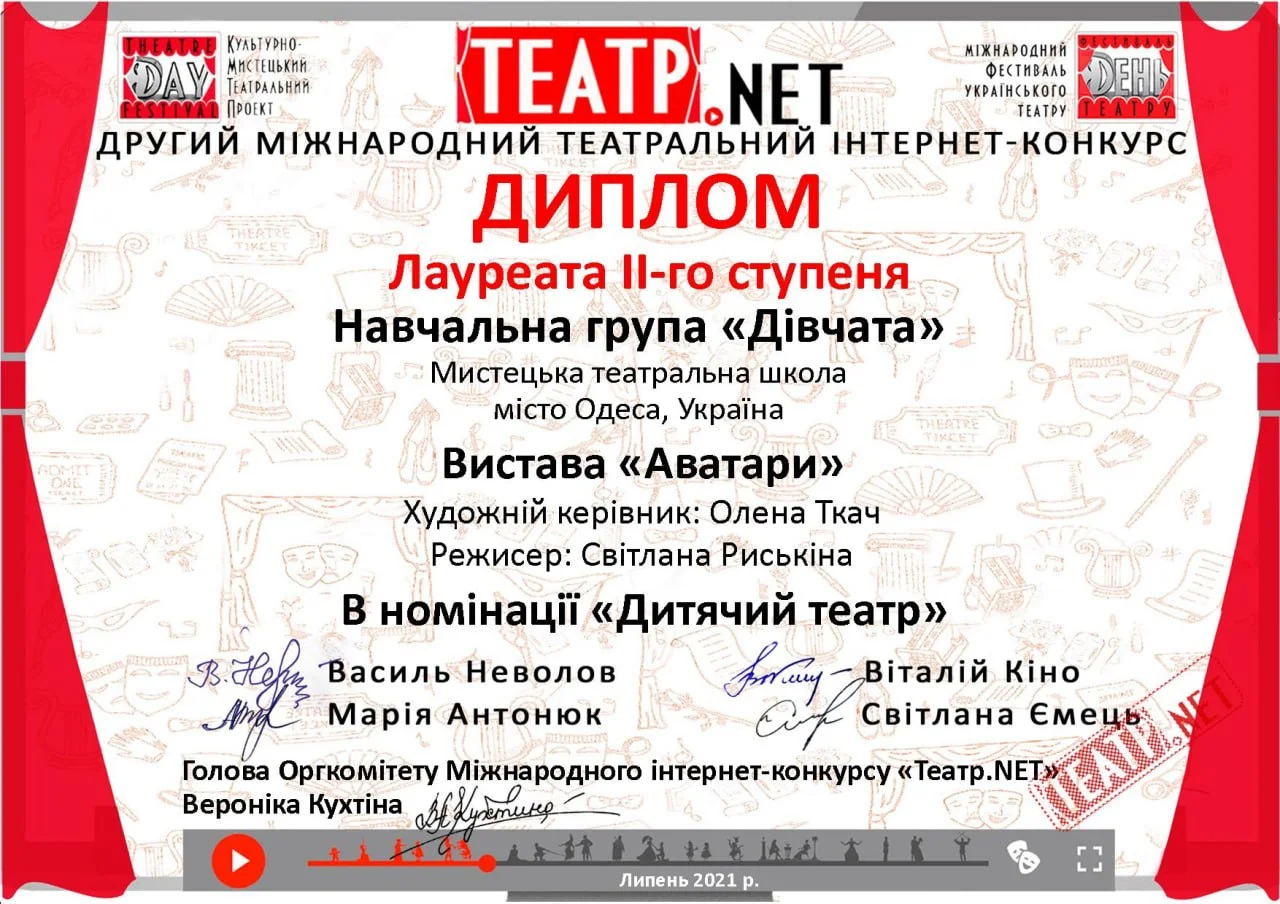 Дипломи — Театр.NET